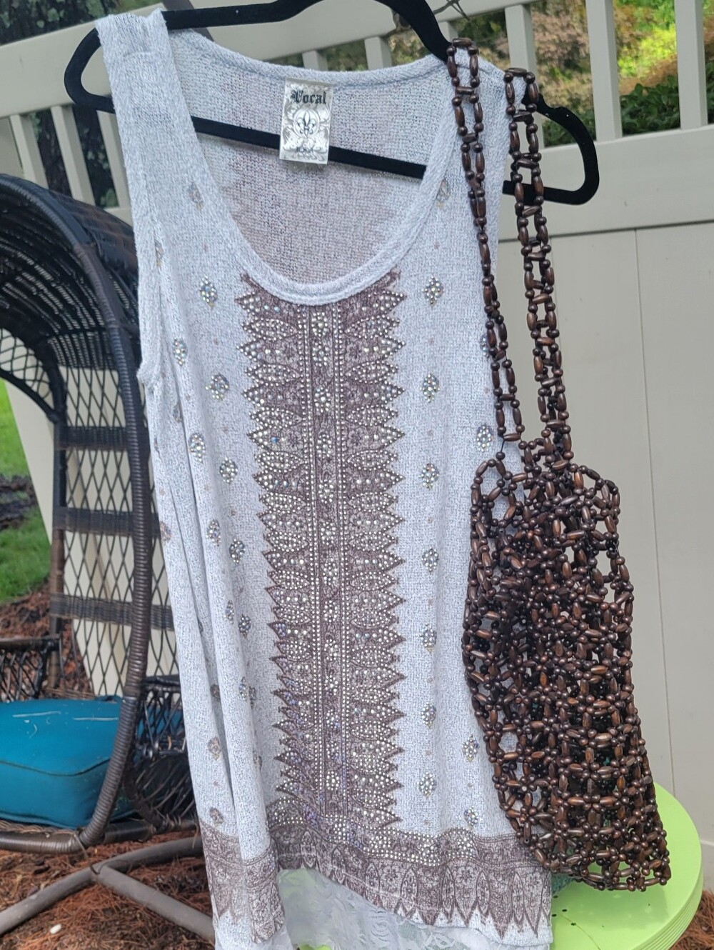 Embellished Sleeveless Dress - Silver/Gold Accent
